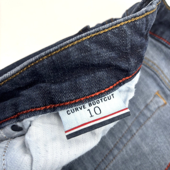 2015 Tommy Hilfiger Dark Wash Mid Rise Curve Bootcut Stretch Jeans Sz 10 32x31" - Picture 6 of 14